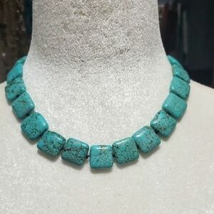 Estate Turquoise Square Bead Necklace